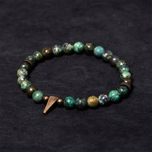 Buddha Stones Vintage Distressed Design Turquoise Copper Balance Bracelet