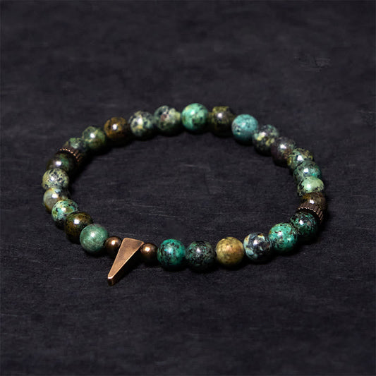 Buddha Stones Vintage Distressed Design Turquoise Copper Balance Bracelet