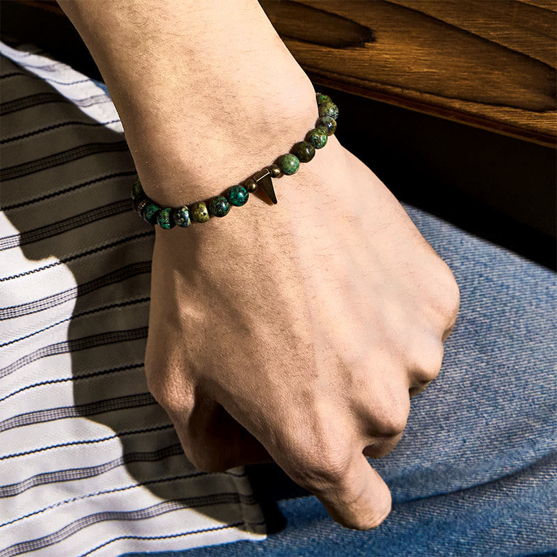 Buddha Stones Vintage Distressed Design Turquoise Copper Balance Bracelet