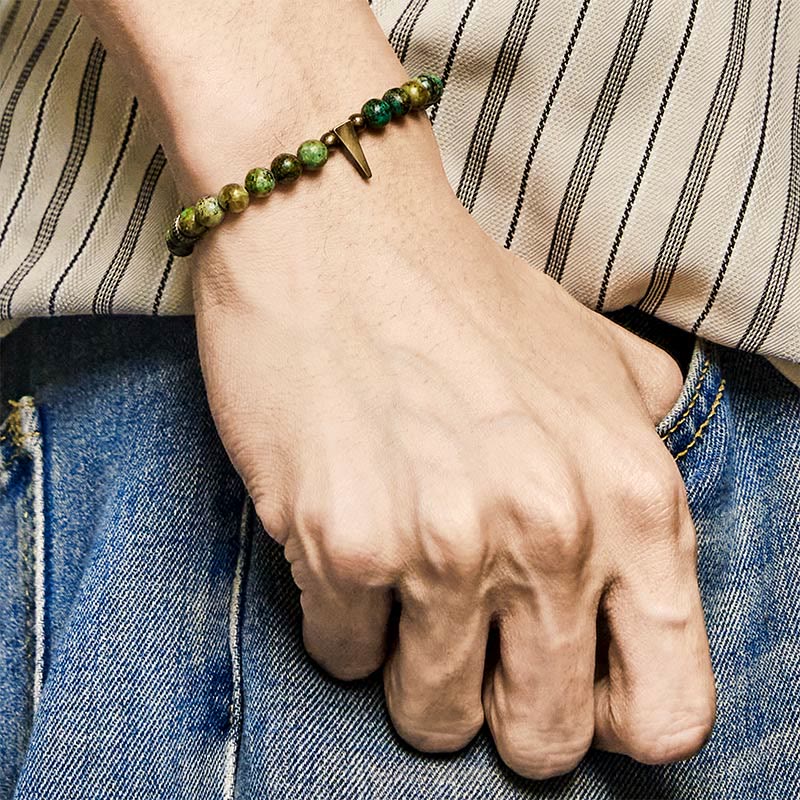 Buddha Stones Vintage Distressed Design Turquoise Copper Balance Bracelet