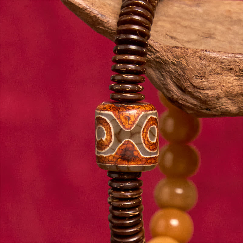 Buddha Stones Tibetan Bodhi Seed Dzi Bead Coconut Shell Wisdom Bracelet