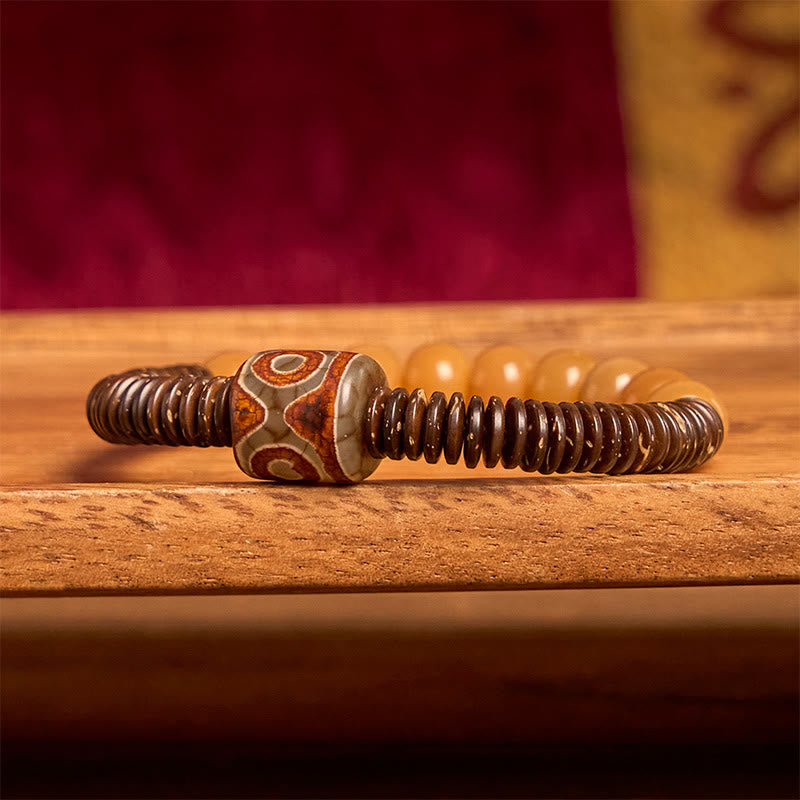 Buddha Stones Tibetan Bodhi Seed Dzi Bead Coconut Shell Wisdom Bracelet