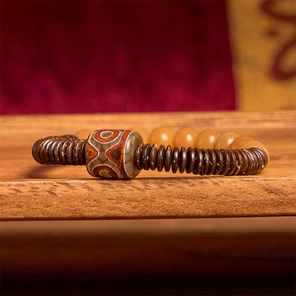 Buddha Stones Tibetan Bodhi Seed Dzi Bead Coconut Shell Wisdom Bracelet