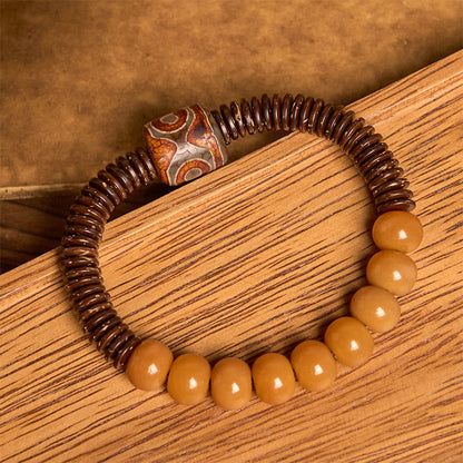 Buddha Stones Tibetan Bodhi Seed Dzi Bead Coconut Shell Wisdom Bracelet