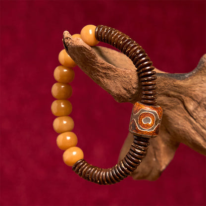 Buddha Stones Tibetan Bodhi Seed Dzi Bead Coconut Shell Wisdom Bracelet