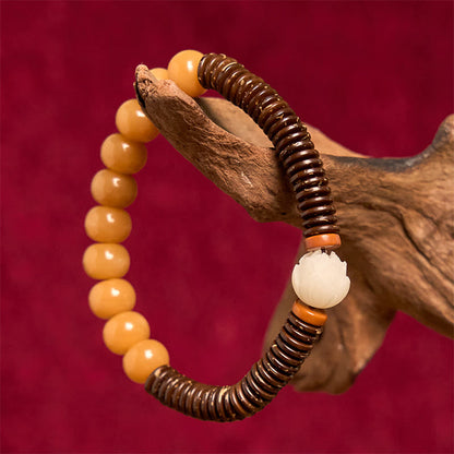 Buddha Stones Tibetan Bodhi Seed Dzi Bead Coconut Shell Wisdom Bracelet