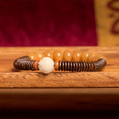 Buddha Stones Tibetan Bodhi Seed Dzi Bead Coconut Shell Wisdom Bracelet