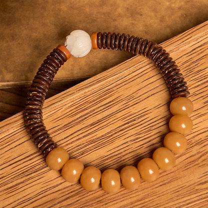 Buddha Stones Tibetan Bodhi Seed Dzi Bead Coconut Shell Wisdom Bracelet