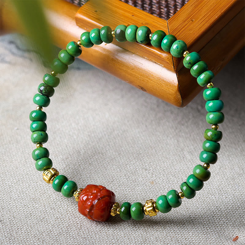 Buddha Stones Tibetan Turquoise Beads South Red Agate Lotus Balance Bracelet