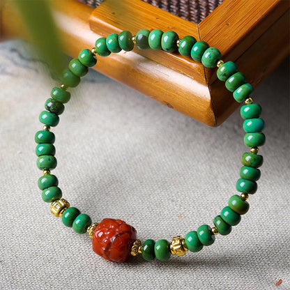 Buddha Stones Tibetan Turquoise Beads South Red Agate Lotus Balance Bracelet