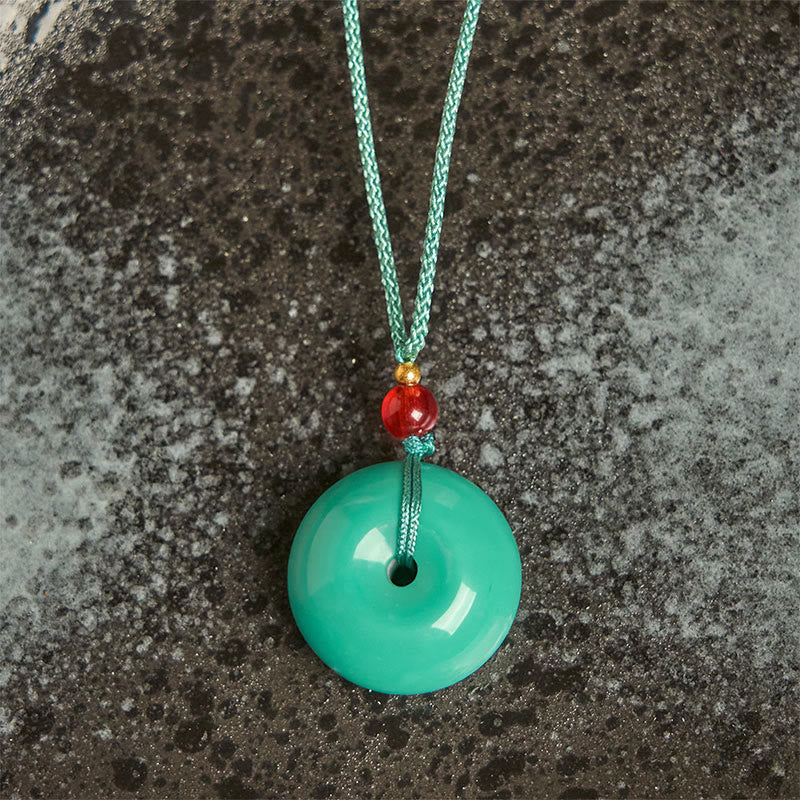 Buddha Stones Turquoise Peace Buckle Rope Balance Necklace Pendant