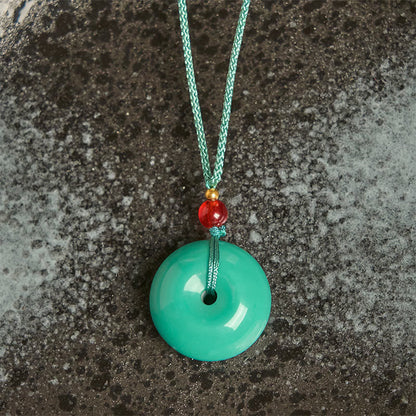 Buddha Stones Turquoise Peace Buckle Rope Balance Necklace Pendant