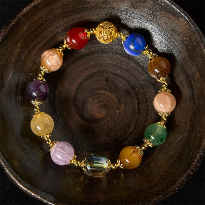 Buddha Stones Natural Dunhuang Colorful Beads Amethyst Lazurite Balance Bracelet
