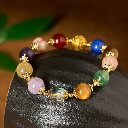 Buddha Stones Natural Dunhuang Colorful Beads Amethyst Lazurite Balance Bracelet