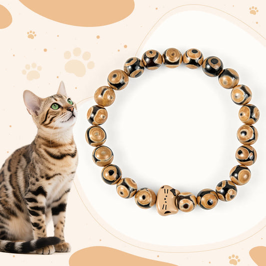 Buddha Stones Bengal Cat Natural Agate Stone Kitten Head Graceful Bracelet