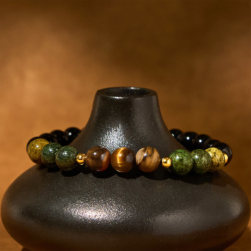 Buddha Stones Turquoise Tiger Eye Beads Glass Balance Serenity Bracelet
