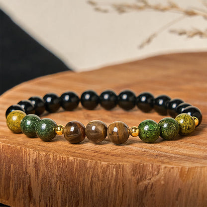 Buddha Stones Turquoise Tiger Eye Beads Glass Balance Serenity Bracelet
