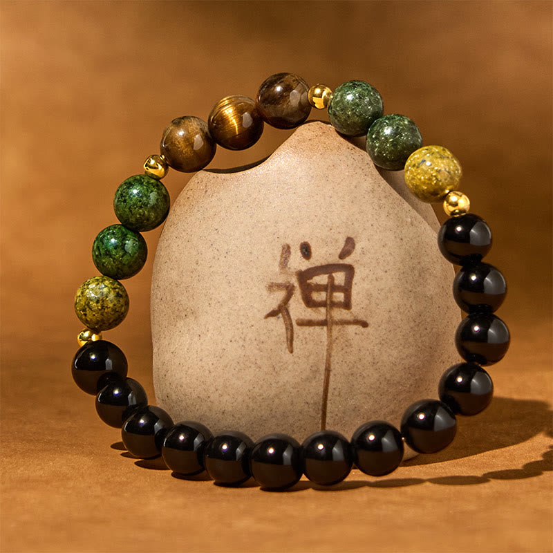 Buddha Stones Turquoise Tiger Eye Beads Glass Balance Serenity Bracelet