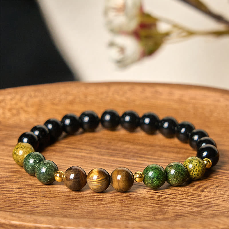 Buddha Stones Turquoise Tiger Eye Beads Glass Balance Serenity Bracelet