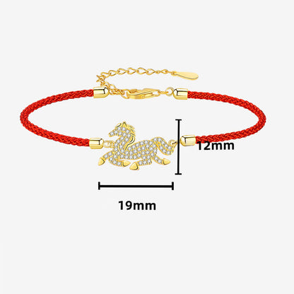 Buddha Stones 925 Sterling Silver Plated 18k Gold Red String Year Of The Horse Strength Bracelet