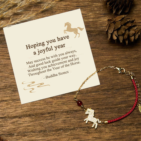 Buddha Stones "Hoping You Have a Joyful Year" Year of the Horse Bracelet Includes Gift Message Card