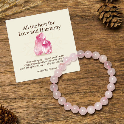 Buddha Stones "All the Best for Love and Harmony" Stone Quartz Bracelet Includes Gift Message Card