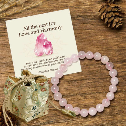 Buddha Stones "All the Best for Love and Harmony" Stone Quartz Bracelet Includes Gift Message Card