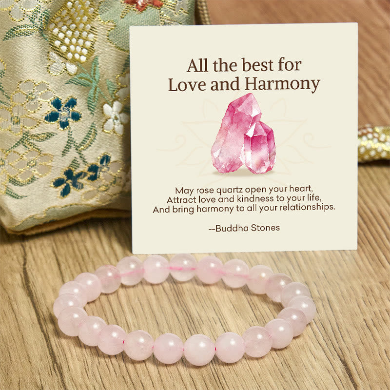 Buddha Stones "All the Best for Love and Harmony" Stone Quartz Bracelet Includes Gift Message Card