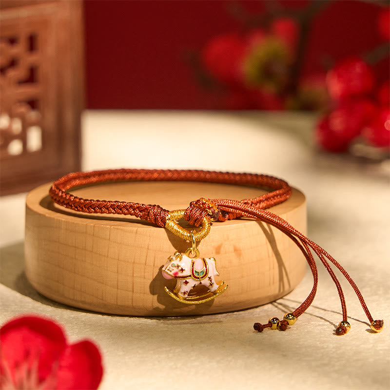 Buddha Stones Chinese Zodiac Year of the Horse Red String Luck Braided Bracelet