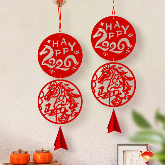 Buddha Stones Year of the Horse HAPPY 2026 Luck Chinese New Year Spring Festival Hanging Decoration