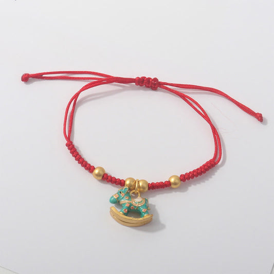 Buddha Stones Year Of The Horse Lucky Beads Red String Protection Adjustable Braided Bracelet