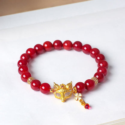 Buddha Stones Nine Tailed Fox South Red Agate Success Bracelet