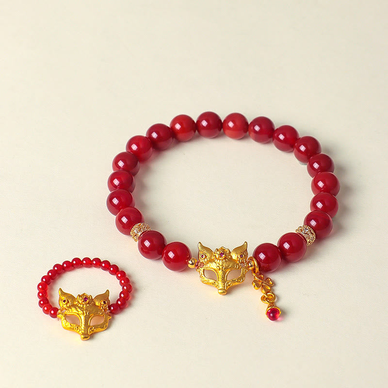 Buddha Stones Nine Tailed Fox South Red Agate Success Bracelet