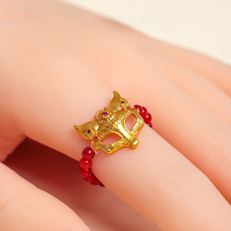 Buddha Stones Nine Tailed Fox South Red Agate Success Bracelet