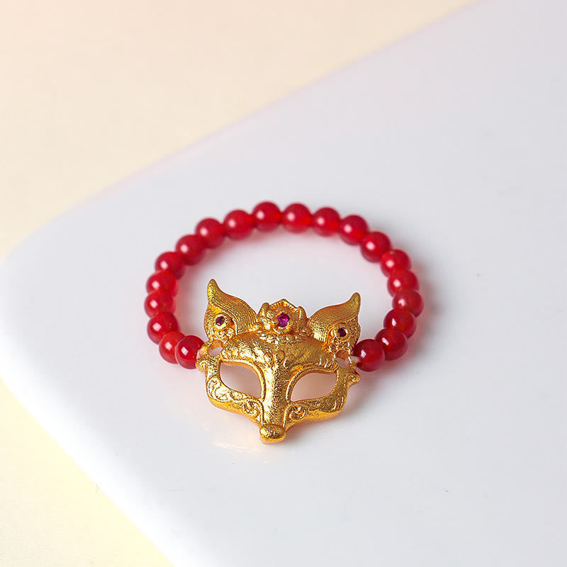 Buddha Stones Nine Tailed Fox South Red Agate Success Bracelet