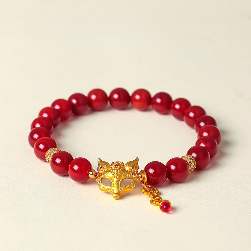 Buddha Stones Nine Tailed Fox South Red Agate Success Bracelet