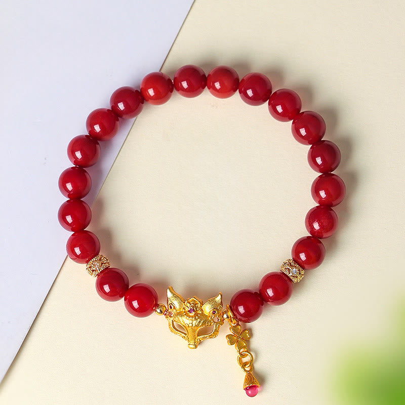 Buddha Stones Nine Tailed Fox South Red Agate Success Bracelet