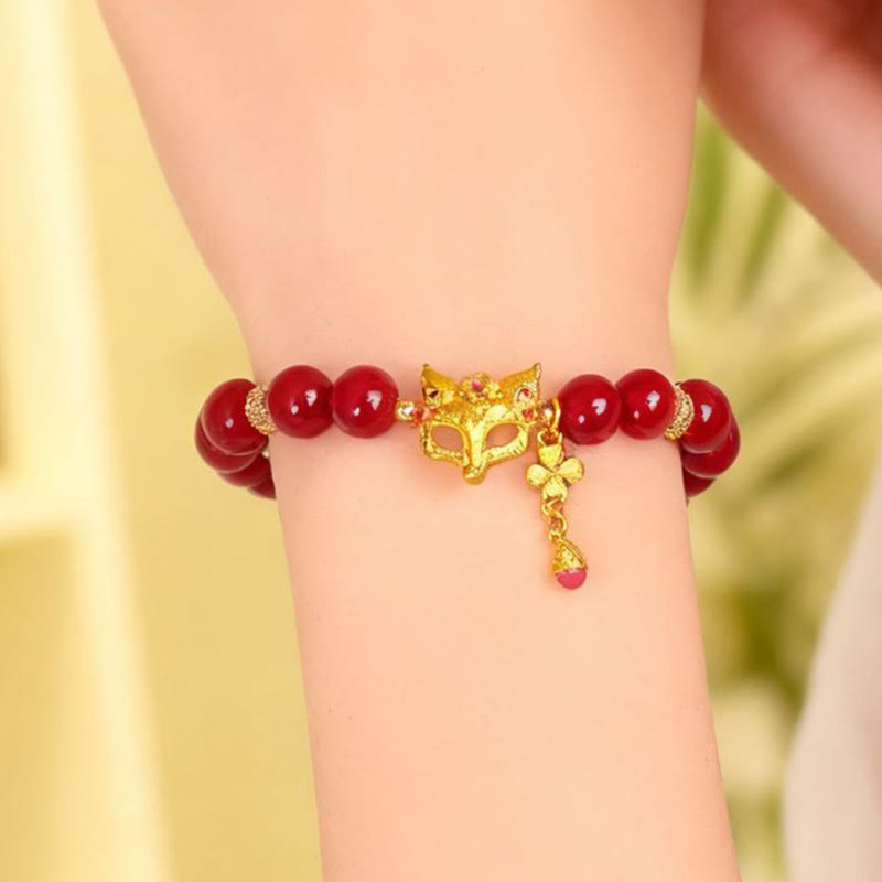 Buddha Stones Nine Tailed Fox South Red Agate Success Bracelet