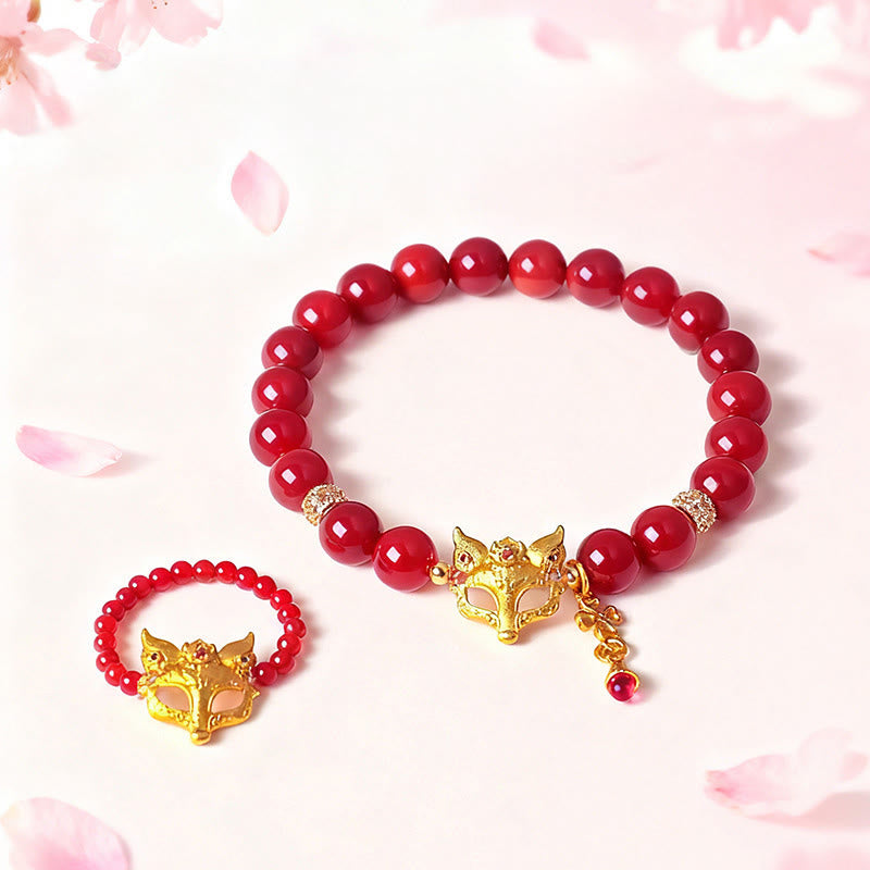 Buddha Stones Nine Tailed Fox South Red Agate Success Bracelet