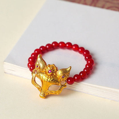 Buddha Stones Nine Tailed Fox South Red Agate Success Bracelet