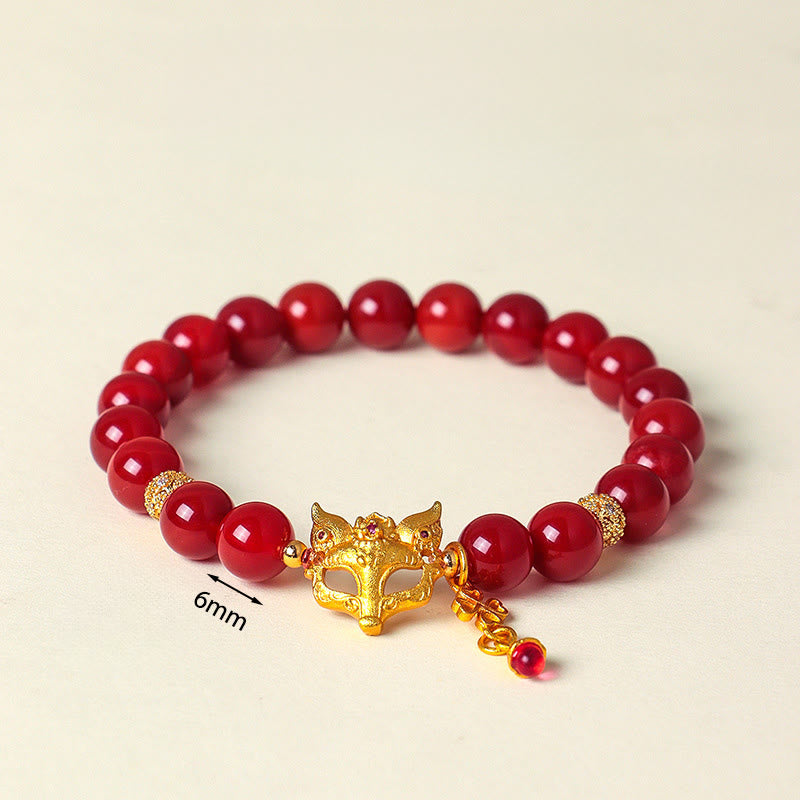 Buddha Stones Nine Tailed Fox South Red Agate Success Bracelet