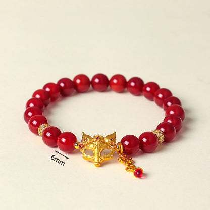 Buddha Stones Nine Tailed Fox South Red Agate Success Bracelet