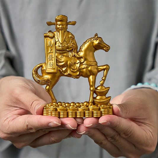 Buddha Stones  "Get Rich Now" Year of the Horse God of Wealth Ingots Prosperity Alloy Home Decoration