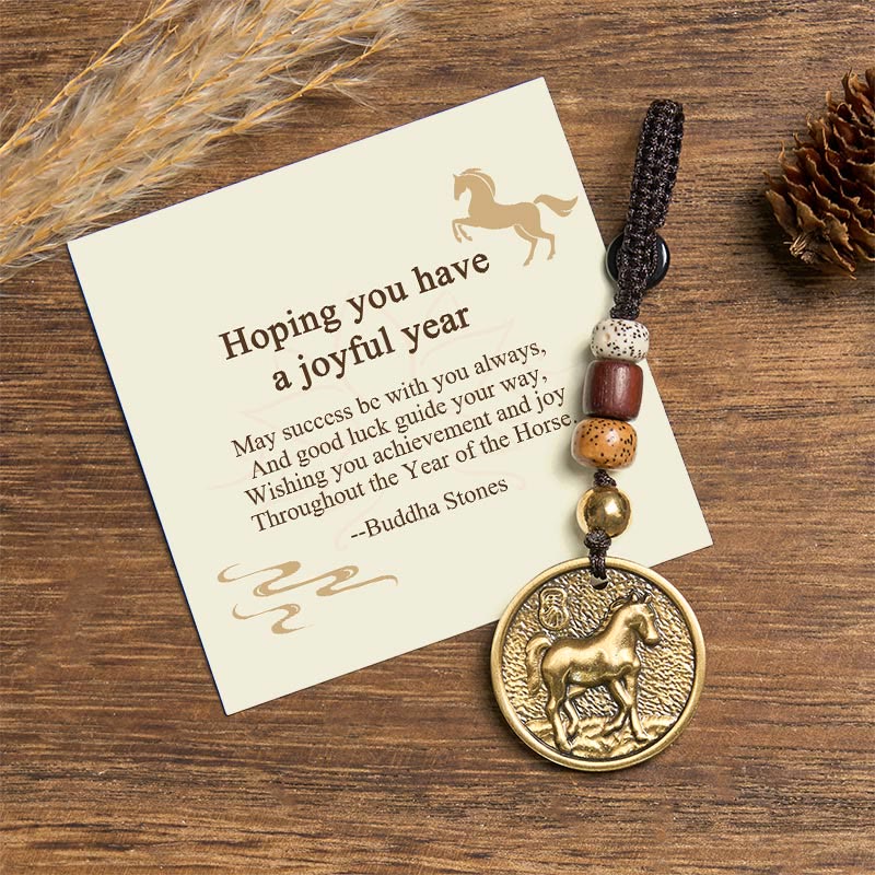 Buddha Stones "Hoping You Have a Joyful Year" Year of the Horse Keychain Includes Gift Message Card
