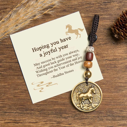 Buddha Stones "Hoping You Have a Joyful Year" Year of the Horse Keychain Includes Gift Message Card
