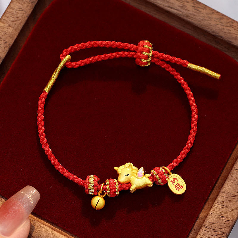 Buddha Stones 925 Sterling Silver Year Of The Horse Lucky Fortune Red String Strength Bracelet