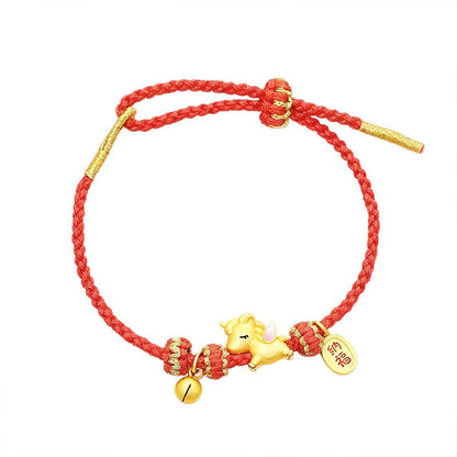 Buddha Stones 925 Sterling Silver Year Of The Horse Lucky Fortune Red String Strength Bracelet