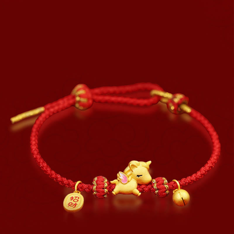 Buddha Stones 925 Sterling Silver Year Of The Horse Lucky Fortune Red String Strength Bracelet