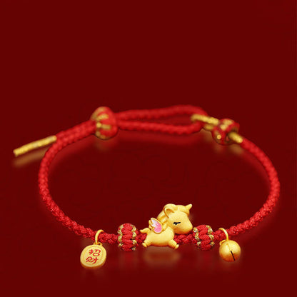 Buddha Stones 925 Sterling Silver Year Of The Horse Lucky Fortune Red String Strength Bracelet