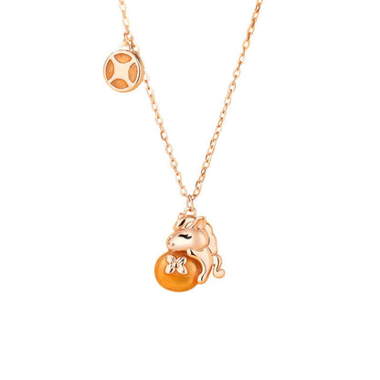 Buddha Stones 925 Sterling Silver Year Of The Horse Coins Design Blessing Necklace Pendant